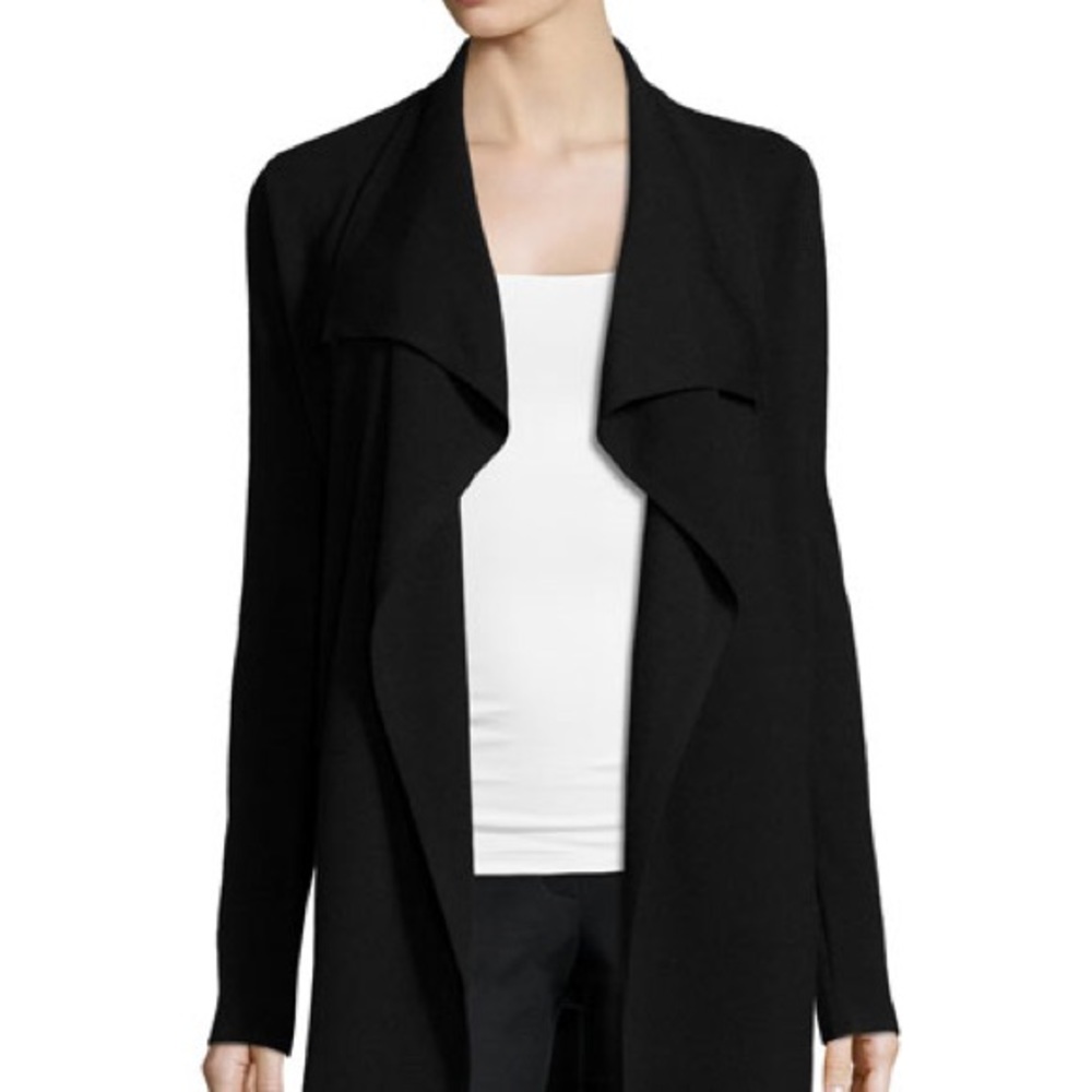 Theory Trincy E. Draped-Front Cardigan in Black